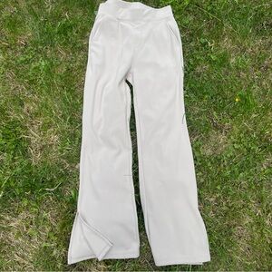 Casual Cream Leggings flare with split hem